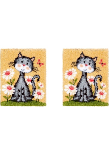 2x Mandal Kanca Halı Kitleri Dıy Tığ Işi Iplik Halıları Yetişkinler Için Renk Öncesi Bastırılmış Desen Tasarımı ile Kanca Kiti (Cat) (Yurt Dışından)