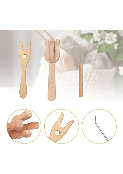 Taşınabilir Örgü Çatal ve Iğne Kiti Lucet Fork Tığ Işi 8pcs Ahşap Düğme Çatal Büyük Göz Iğne Seti (Yurt Dışından) fiyatları