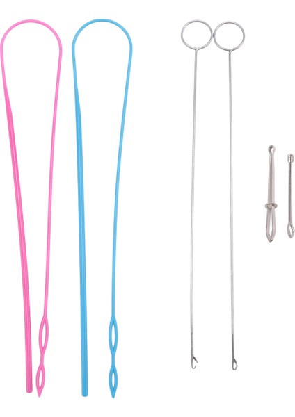 6 Adet Dikiş Döngü Kiti Döngü Turner Kancası Esnek Çizim Thread Metal Cımbızlar Uzun Döngü Turner Aracı Mandal ile (Yurt Dışından)