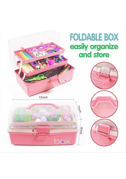 12 Inç Üç Katmanlı Çok Amaçlı Saklama Kutusu Katlama Alet Kutusu/sanat ve El Sanatları Kılıfı/dikiş Malzemeleri Organizatör (Yurt Dışından) fiyatları