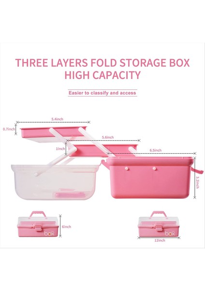 12 Inç Üç Katmanlı Çok Amaçlı Saklama Kutusu Katlama Alet Kutusu/sanat ve El Sanatları Kılıfı/dikiş Malzemeleri Organizatör (Yurt Dışından) indirimleri