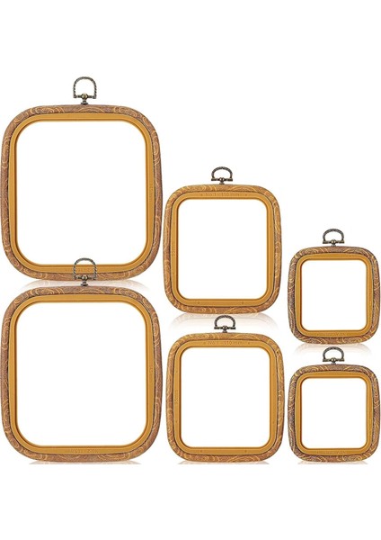 6 Pcs Kare Nakış Çember Seti 3 Boyutlar Taklit Edilmiş Ahşap Dekoratif Çapraz Dikiş Çemberleri Ekran Nakış Çerçevesi (Yurt Dışından)