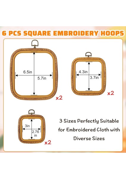6 Pcs Kare Nakış Çember Seti 3 Boyutlar Taklit Edilmiş Ahşap Dekoratif Çapraz Dikiş Çemberleri Ekran Nakış Çerçevesi (Yurt Dışından) modelleri