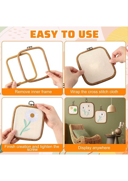 6 Pcs Kare Nakış Çember Seti 3 Boyutlar Taklit Edilmiş Ahşap Dekoratif Çapraz Dikiş Çemberleri Ekran Nakış Çerçevesi (Yurt Dışından) indirimleri