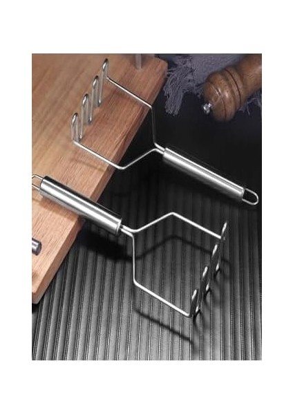 Pratik 24 cm Lüks Paslanmaz Metal Patates Ezici Patates Ezici Püre Yapıcı Zikzak modelleri