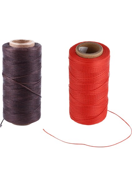 2 Rulo 260M 150D 1mm Deri Dikiş Mumlu Balmumu Iplik El Iğne Kablosu Zanaat Koyu Kahverengi ve Kırmızı (Yurt Dışından)