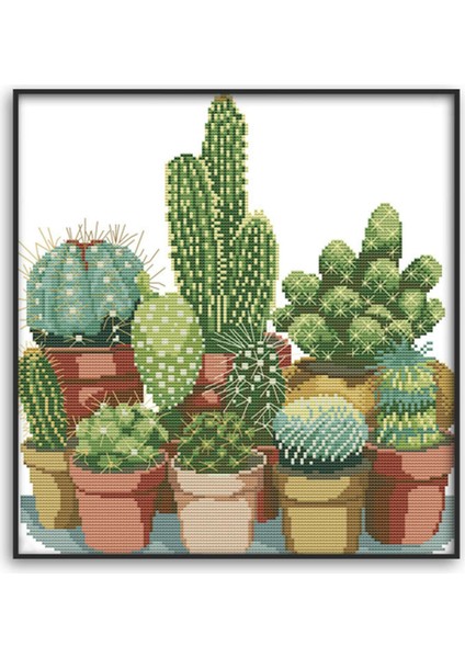Kaktüs Desenleri Sayılan Çapraz Dikiş 11CT Baskılı Çapraz Dikiş Setleri Nakış Iğnesi (Yurt Dışından)