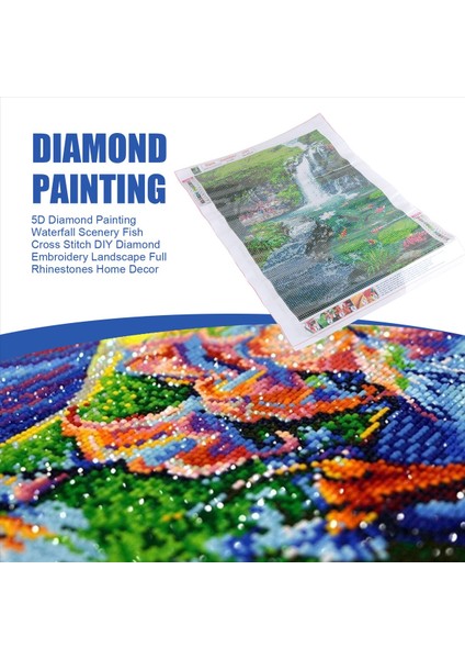5d Elmas Boyama Şelale Manzarası Balık Çapraz Dikiş Diy Elmas Nakış Peyzajı Tam Rhinestones Ev Dekor (Yurt Dışından) fırsatları