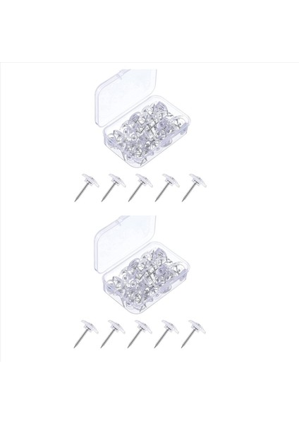 100 Adet Temiz Itme Iğneleri Küçük Plastik Başparmak Çelik Çelik Nokta ve Berrak Plastik Kafa Pushpins Tahtası (Yurt Dışından)