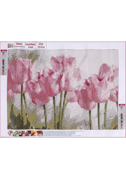 Tam Elmas Boya Pembe Laleler Diy Elmas Nakış Çiçek Serisi Dekorasyon Resim Oturma Odası Için Resim Iyi Bir Aile Için (Yurt Dışından)