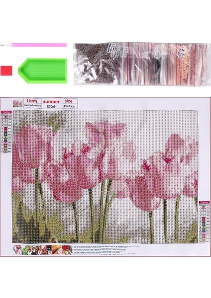 Tam Elmas Boya Pembe Laleler Diy Elmas Nakış Çiçek Serisi Dekorasyon Resim Oturma Odası Için Resim Iyi Bir Aile Için (Yurt Dışından) fiyatları