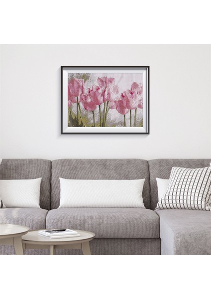 Tam Elmas Boya Pembe Laleler Diy Elmas Nakış Çiçek Serisi Dekorasyon Resim Oturma Odası Için Resim Iyi Bir Aile Için (Yurt Dışından) fırsatları