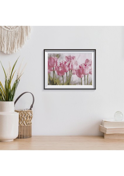 Tam Elmas Boya Pembe Laleler Diy Elmas Nakış Çiçek Serisi Dekorasyon Resim Oturma Odası Için Resim Iyi Bir Aile Için (Yurt Dışından) indirimleri