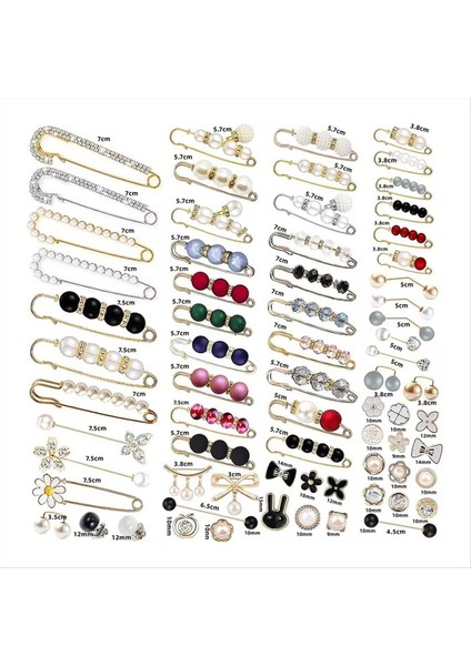 70PCS Pearl Broş Pant Bel Striper Güvenlik Pimi Çift Inci Broşlar Kadınlar Moda Örtü Düğmeleri (Yurt Dışından) fiyatları