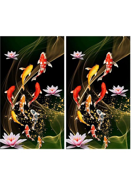 2x Nakışla Boya Elmas Resim Tam Yuvarlak Rhinestone Ev Dekoru Şanslı Balık (Yurt Dışından)