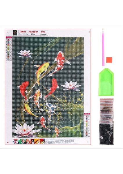 Elmas Nakış ile Boya Elmas Boya Tam Yuvarlak Resmi Rhinestone Ev Dekor Şanslı Balık (Yurt Dışından)