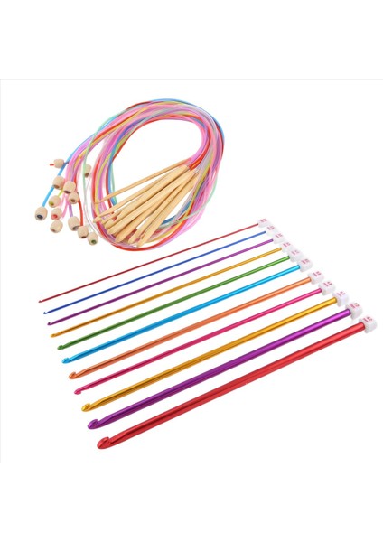 23PCS Tunisian Tığ Işi Kanca Seti Plastik Kablo Afgan Tığ Kancası ve Tunus Afgan Alüminyum Örgü Iğneleri Içerir (Yurt Dışından)