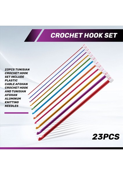 23PCS Tunisian Tığ Işi Kanca Seti Plastik Kablo Afgan Tığ Kancası ve Tunus Afgan Alüminyum Örgü Iğneleri Içerir (Yurt Dışından) fırsatları