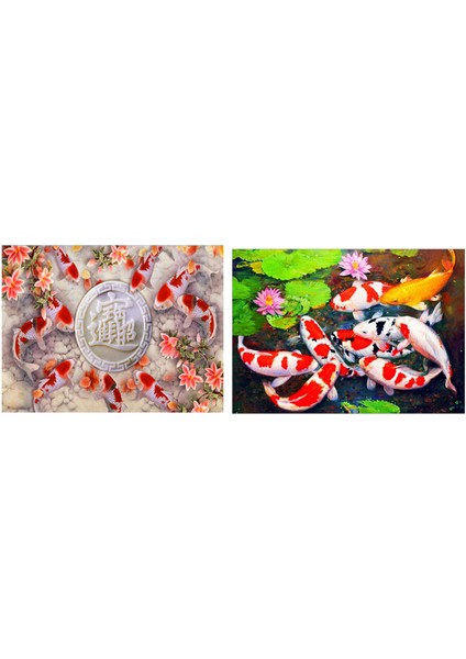 5d Elmas Boyama Sazan Koi Balık Çiçeği ve Diy Elmas Resim Numara Kitleri Boyama Koi Balık Göleti Lotus Boyası (Yurt Dışından)
