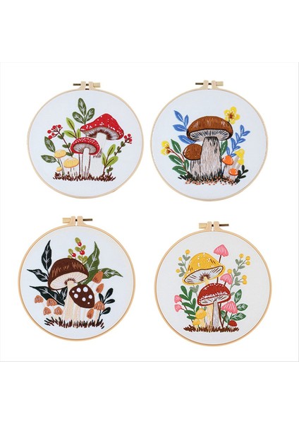 4 Set Yeni Başlayanlar Için Nakış Kiti Yetişkinler El Nakış Kiti Agarik Çember Renk Dişleri Araçlar Içerir (Yurt Dışından)