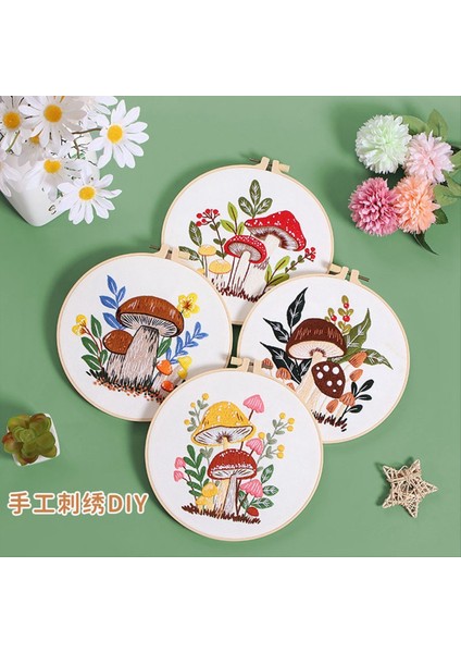 4 Set Yeni Başlayanlar Için Nakış Kiti Yetişkinler El Nakış Kiti Agarik Çember Renk Dişleri Araçlar Içerir (Yurt Dışından) modelleri