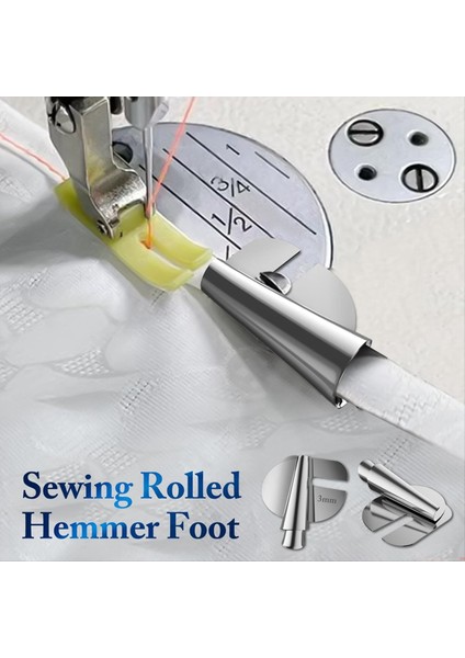 Dikiş Haddelenmiş Hemmer Ayağı 4 Boyut Geniş Dikiş Makinesi Basın Seti (4pcs 3/5/7/9mm) (Yurt Dışından) fırsatları