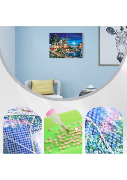 Dıy 5d Boyama Peyzaj Lodge Tam Matkap Yuvarlak Ev Dekorasyon Nakış Resmi El Sanatları Sanat Kiti (Yurt Dışından) indirimleri