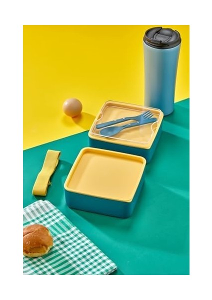 Store Pratik ve Şık Beslenme Kutusu 2 Katlı Bölmeli, Kaşıklı ve Çatal Setli, Taşınabilir Gıda Saklama Kabı fiyatları