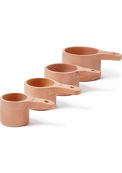 4pcs/set Ahşap Ölçüm Fincanları Pişirme Için Ahşap Cila Kaplamasıyla El Işi (Yurt Dışından)