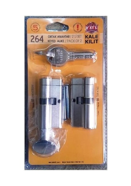 Kilit 264 Ortak Anahtarlı Tuzaklı 2'li Set (Ktbs + Ktbsm) Kilit Göbeği, Tuzaklı Silindir 2'li Set, (68 Mm, ) modelleri