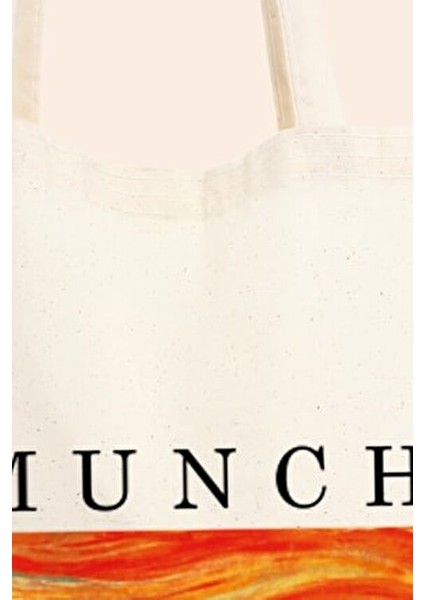 Much Çığlık Tablosu Ham Bez Omuz Çantası Orta Boy Ergonomik Tasarım 35x40 cm