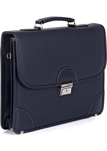 Lacivert Deri Evrak Çantası 15.6 Inç Laptop İçin Ergonomik ve Şık Tasarım