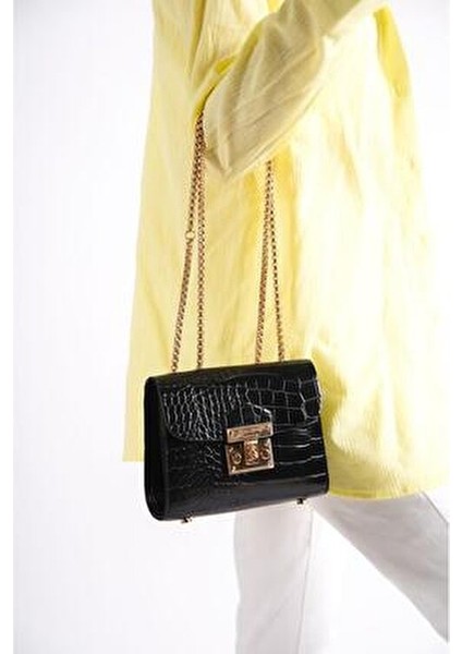 1130-S Kutu Form Zincir Askılı Krokodil Desen Askılı Omuz, El ve Kol Çantası indirimleri