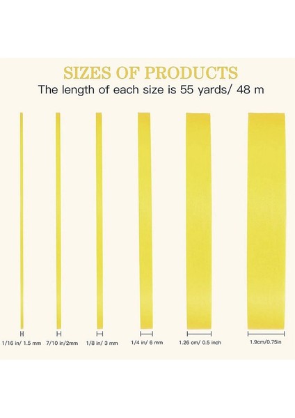 6 Rulo Ince Hat Bant 1/16 7/10 1/8 1/4 1/2 3/4 Inç x 55YARD Fineline Maskeleme Bandı Ressamlar Otomotiv Maskeleme Bandı (Yurt Dışından) indirimleri