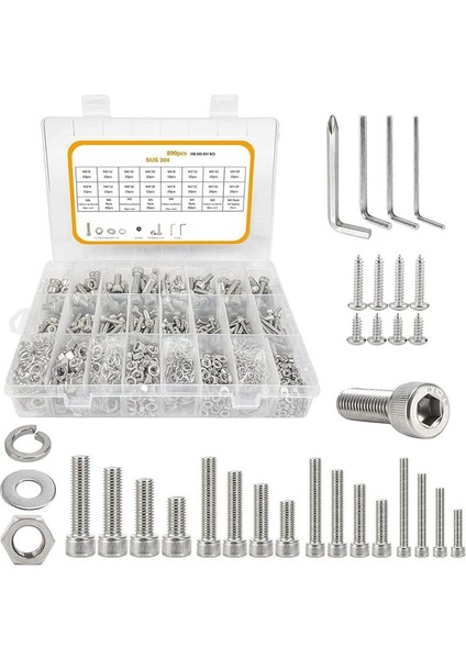 890PCS M3-M6 Vida Çeşitleri Cıvatalar ve Fındık Kiti Soket Baş Kapak Vidaları Altıgen Kafa Vidaları Çeşitlilik Seti (Yurt Dışından)