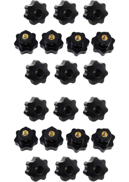 20PCS M6 Dişi Düğme Vidaları M6 x 32MM Dişi Dişli Yıldız Kafa Kelepçeleme Düğmesi Kavrama Siyah (Yurt Dışından)