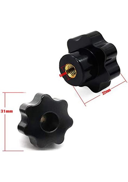 20PCS M6 Dişi Düğme Vidaları M6 x 32MM Dişi Dişli Yıldız Kafa Kelepçeleme Düğmesi Kavrama Siyah (Yurt Dışından) fiyatları