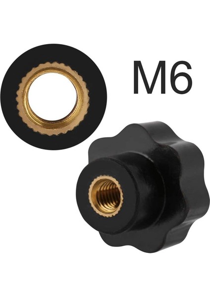 20PCS M6 Dişi Düğme Vidaları M6 x 32MM Dişi Dişli Yıldız Kafa Kelepçeleme Düğmesi Kavrama Siyah (Yurt Dışından) fırsatları