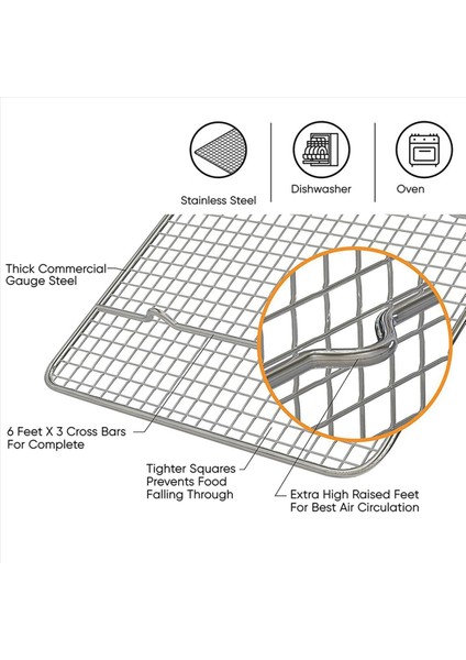 2x Soğutma Rafı ve Fırın Rafı Çeyrek Sac Tava Paslanmaz Çelik Tel Pişirme Kurabiye Pastırma Rafları Fırın Için (Yurt Dışından) fiyatları