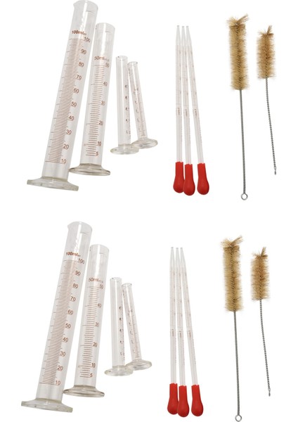8 Silindirin Ölçülmesi - 5ml 10ML 50ML 100ML - Premium Cam - 4 Temizleme Fırçası + 6 x 1ml Cam Pipetler Içerir (Yurt Dışından)