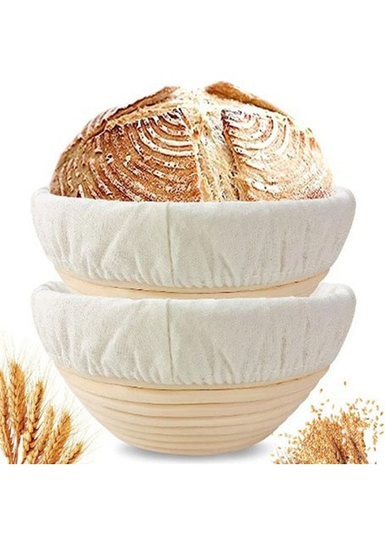 2pcs Ekmek Prova Sepetleri Yuvarlak Rattan Ekmek Kaseleri Ev Fırıncıları Için Astarlarla 23 cm Yapmak (Yurt Dışından) fırsatları