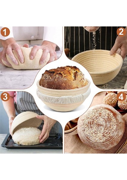 2pcs Ekmek Prova Sepetleri Yuvarlak Rattan Ekmek Kaseleri Ev Fırıncıları Için Astarlarla 23 cm Yapmak (Yurt Dışından) indirimleri
