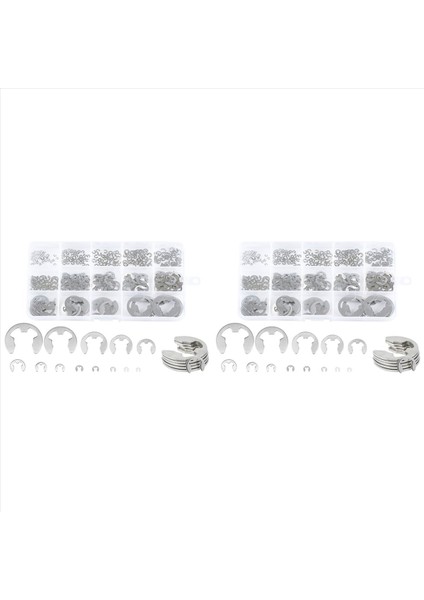 580PCS E Klips Circlip Yıkama Çubukluk Kiti Paslanmaz Çelik 1 2-15 mm Kasnak Milini Için Harici Tespit Halka Klipsi (Yurt Dışından)