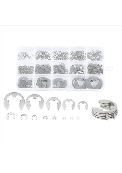 580PCS E Klips Circlip Yıkama Çubukluk Kiti Paslanmaz Çelik 1 2-15 mm Kasnak Milini Için Harici Tespit Halka Klipsi (Yurt Dışından) fiyatları