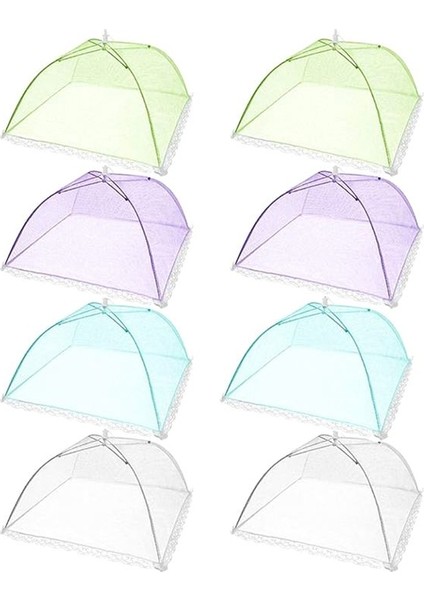 Pop-Up Örgü Ekran Çadır Şemsiyesi Açık Havada 8 Paket Renkli Gıda Kapağı Ağı Partiler Piknik Yeniden Kullanılabilir ve Katlanabilir (Yurt Dışından)