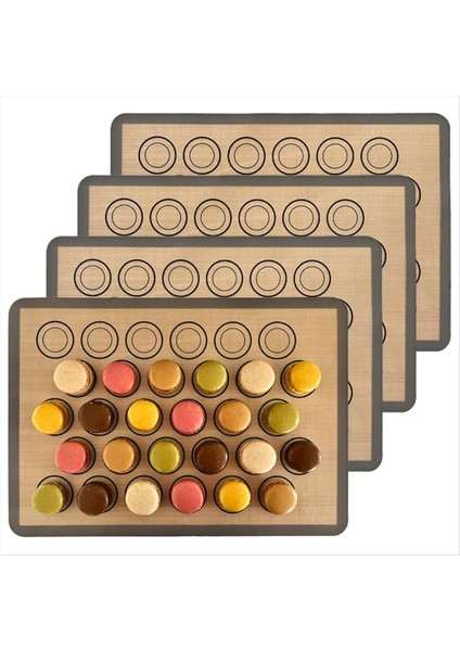 Macaron Pişirme Paspasları 4 Macarons &amp Cook Için Paket - Silikon Makarna Pırır Çakıçısı Boyut Kılavuzu Çevreleri (Yurt Dışından)