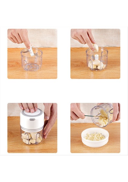 250ML Mini USB Elektrikli Et Kıyıcı Sarımsak Kıyıcı Şarj Edilebilir Kırıcı Mutsuzluk Beyaz (Yurt Dışından)