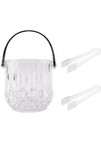 2x Buz Kovası Plastik Buz Kovası ile Tutamaklı Akrilik Bira Şarap Buz Kovası Ev Için -Transparent (Yurt Dışından) fiyatları