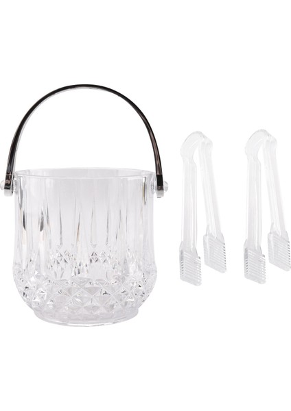 2x Buz Kovası Plastik Buz Kovası ile Tutamaklı Akrilik Bira Şarap Buz Kovası Ev Için -Transparent (Yurt Dışından) modelleri