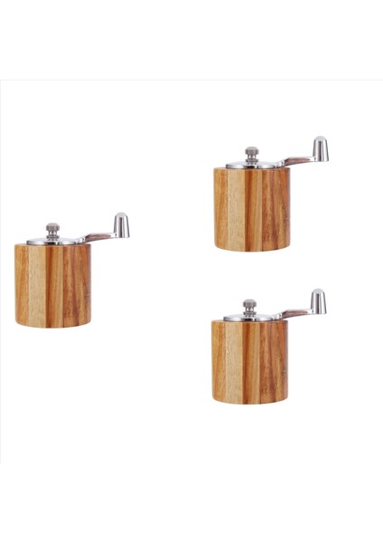 3x Biber Değirmeni Klasik Saplı ve Ayarlanabilir Seramik Rotorlu El Krank Odun Biber Öğütücü (Yurt Dışından)